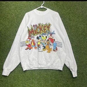 Vintage White Mickey Mouse Crewneck Sweater